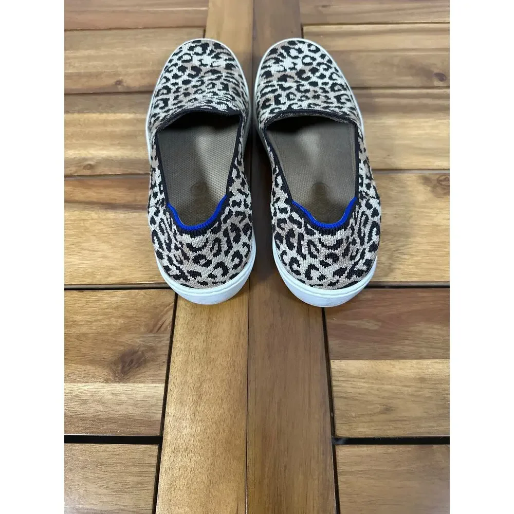 Rothy’s Women’s 10.5 Leopard Print Knit Slip On Sneakers Animal Print